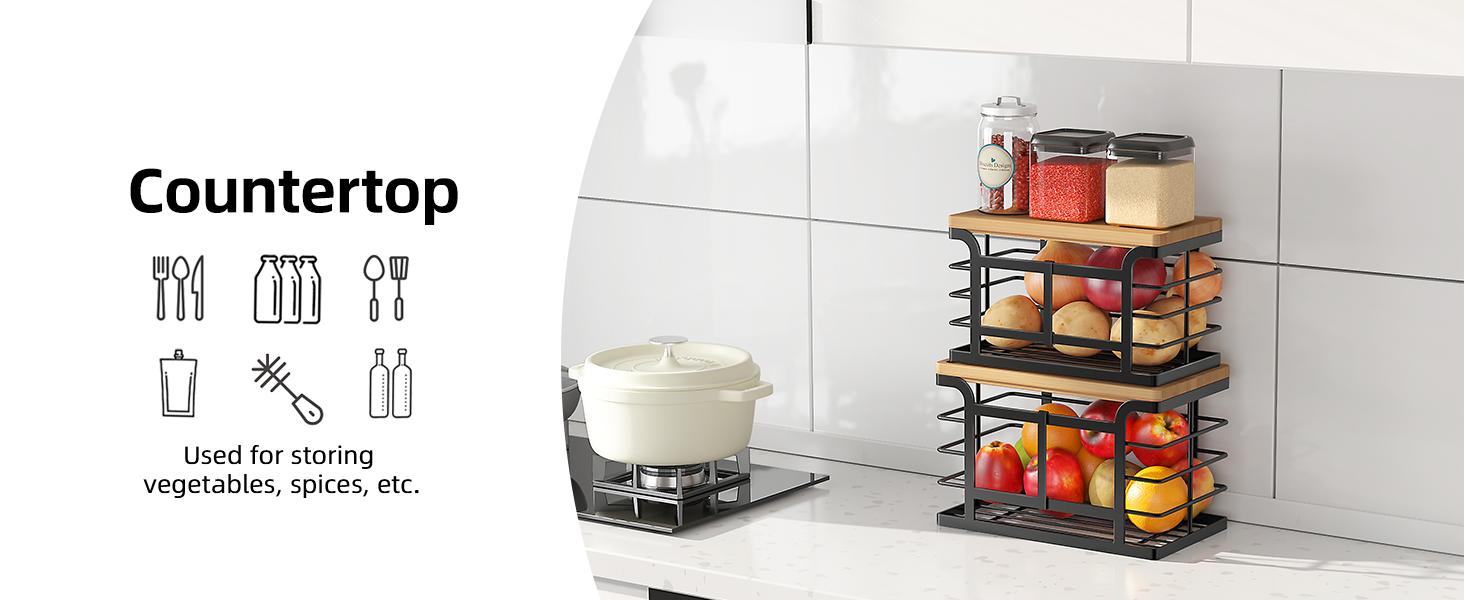 2 Pack Stackable Trash Bag Holder with Bamboo Top, 2025 Pro Wall Mount Laundry Room Organization, Djustable Hooks for Cabinet Door - Organizers in Kitchen/Pantry/Laundry Room, Black