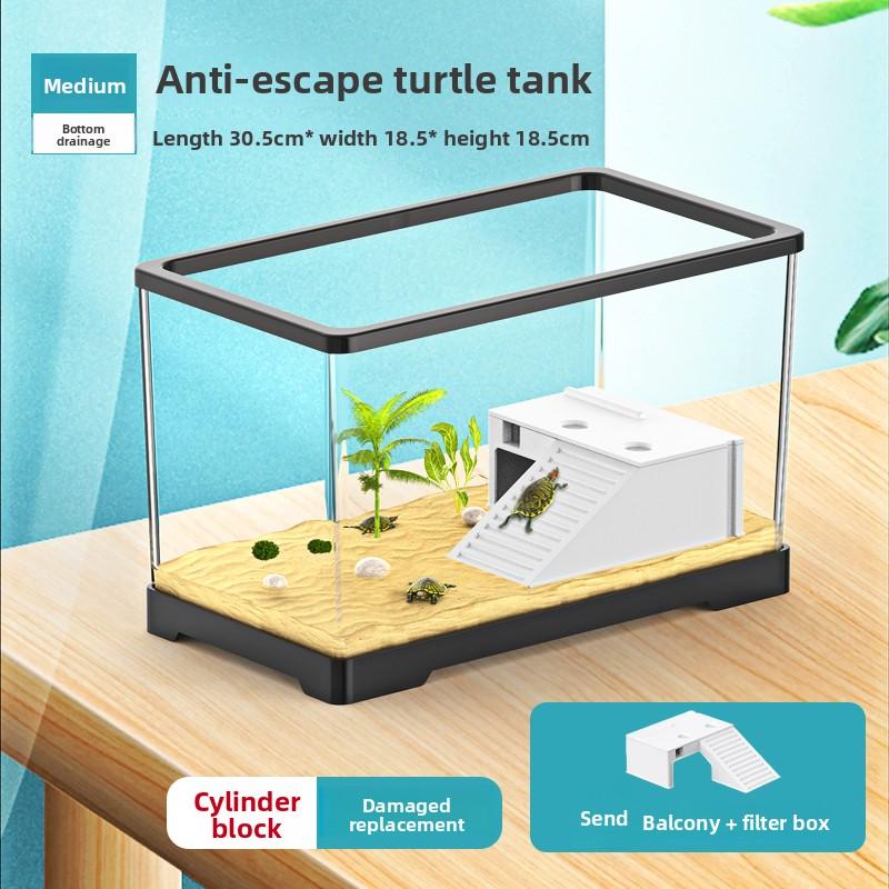 Turtle Tank Home Living Room Small Turtle Tank Mini Villa Breeding Box with Basking Platform Special Tank Ecological Fish Tank