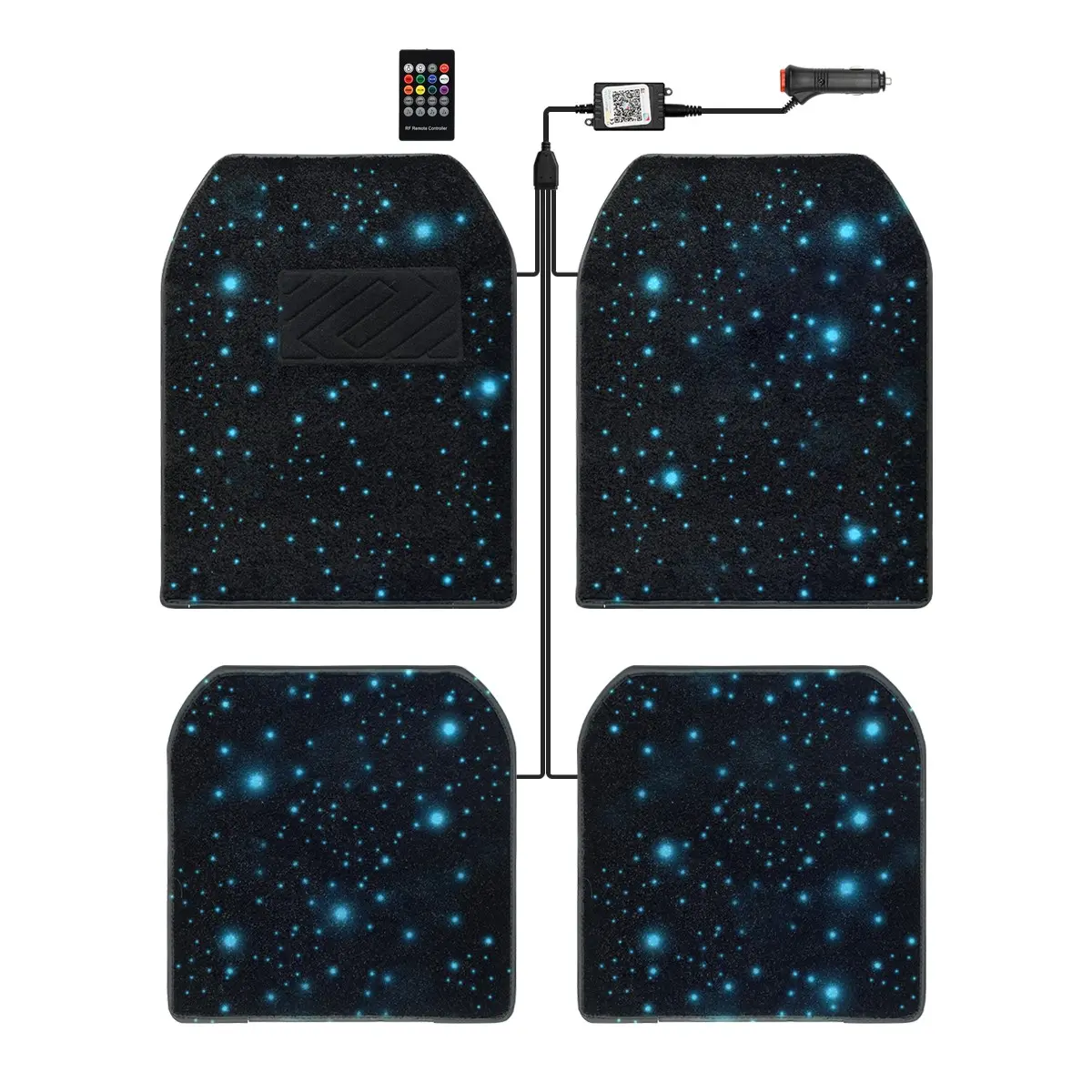 Fiber Optic Starlight Car Foot Mat, Waterproof LED Carpet, APP Remote Control, Multi-Mode Lighting, Anti-Dirt Glowing Foot Pad, Waterproof Car Mats
