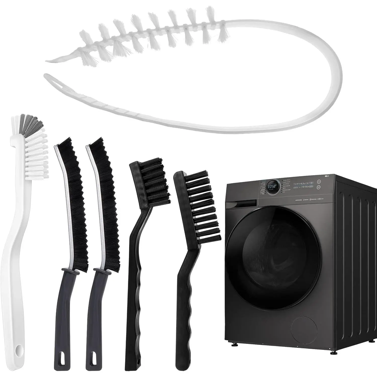 Washing Machine Cleaning Brush Kit for Top Load/Front Load Washer | 1 Drum Brush and 5 Crevice Cleaner Brushes for Washer Gasket,Rubber Seal And Drum,Laundry Scrub Brush Tool Accessories