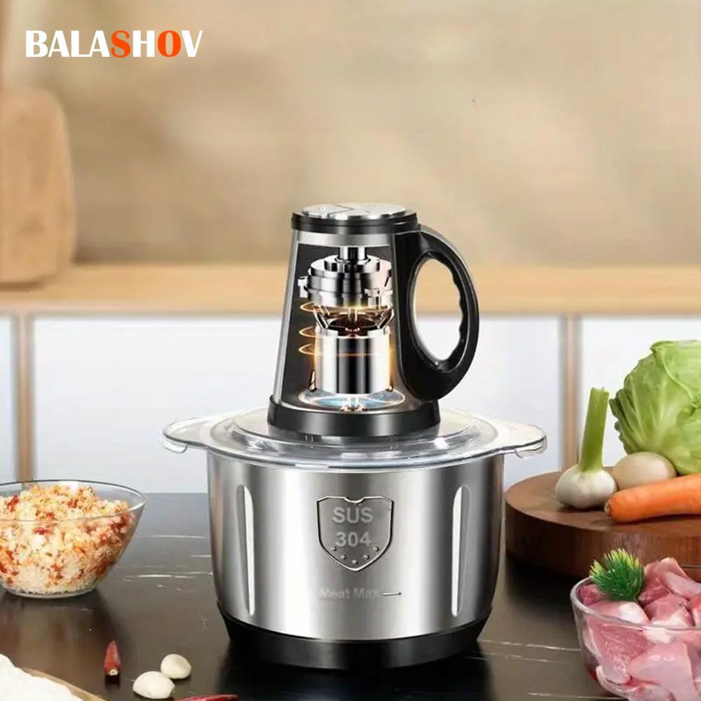 Stainless Steel Meat Grinder, Large Capacity Electric Food Chopper, 3 Speed Food Processor, Dough Mixer for Vegetables, Onions, Garlic, Salads