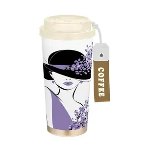 17oz Insulated Tumbler 316 Stainless Steel Double Wall Vacuum Coffee Mug Leakproof 2-Way Drinking Cup with Lid & Strap Violet Beauty