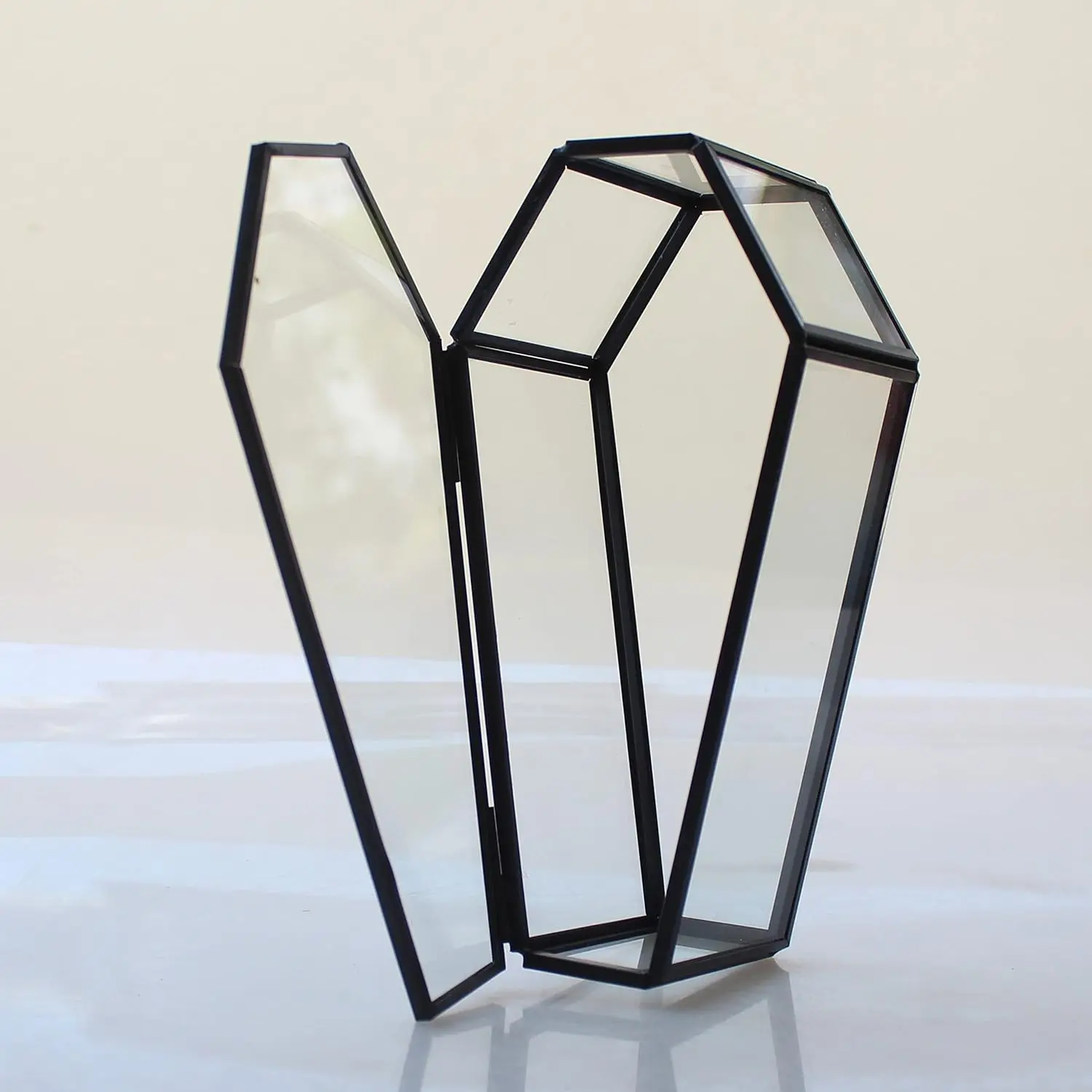 Tiny Glass Coffin Terrarium Box,Gothic Black Trinkets Organizer with Lid,Small Vintage Vampire Keepsake Display Case,Gift Idea for Dad and Boys,Home Tabletop Decor