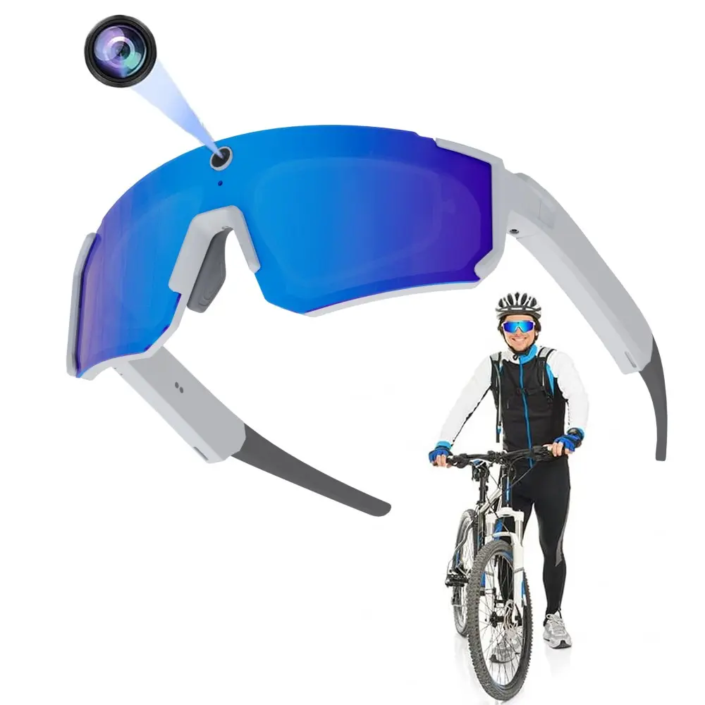 AI Smart Glasses with Camera , 8MP HD Video Recording Outdoor Glasses with Camera, 4GB Memory Build-in Storage(No SD Card Needed), Build-in Myopia Inner Frame,Bluetooth Call ,Music Control ,AI Translation, 260Mah Battery, IP64 Waterproof