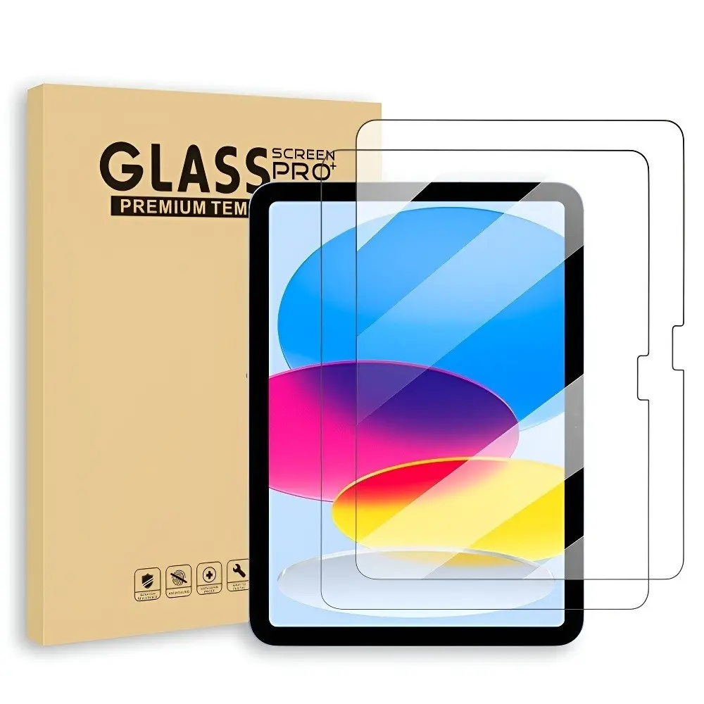 2 Pcs Tempered Glass Screen Protector, HD Clear Protective Screen Protector, Tablet Accessories Compatible with iPad 10th Gen, iPad Air 4/5/6, and All iPad Pro Models