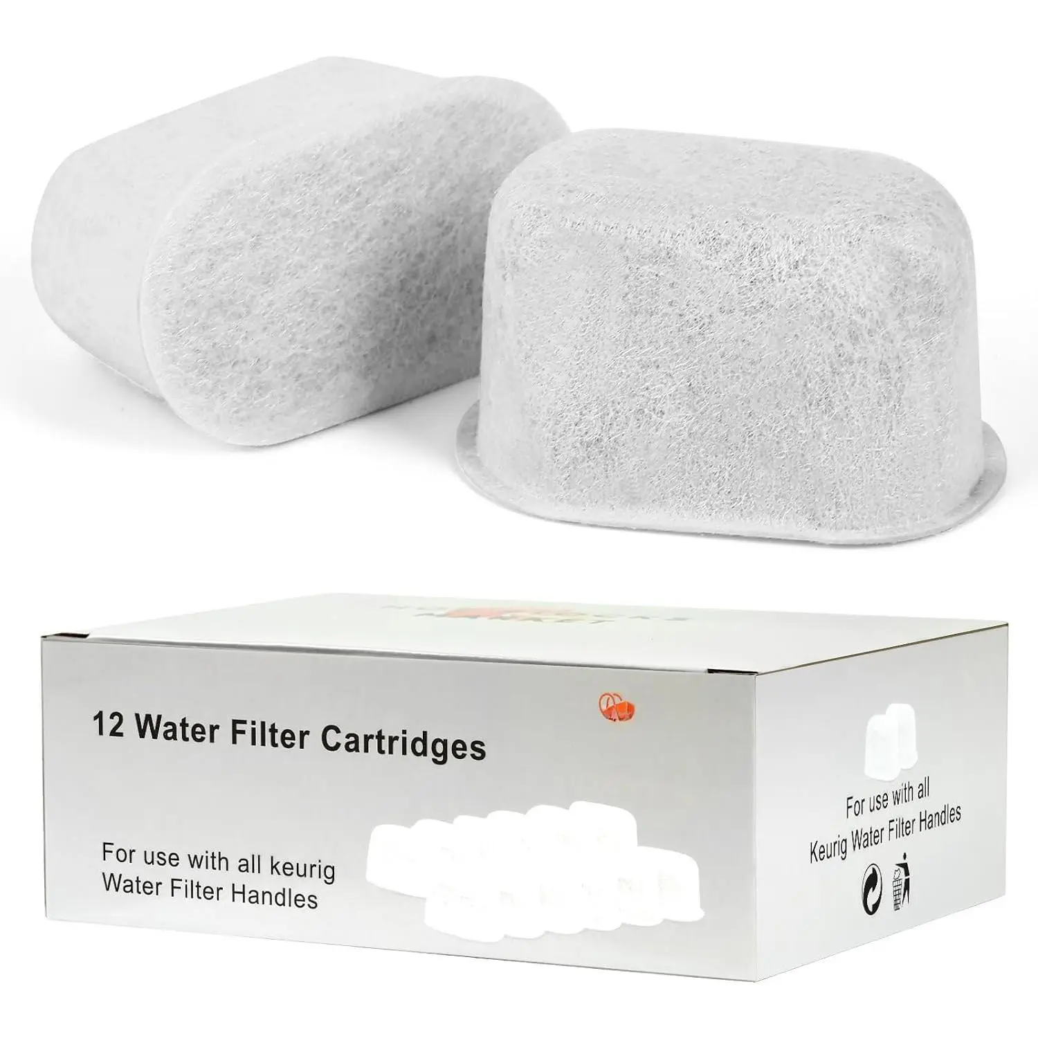 12 Pack  Compatible Water Filter Cartridges - Activated Charcoal  Filters for  2.0 & 1.0 Makers - Improves Taste & Reduces Impurities