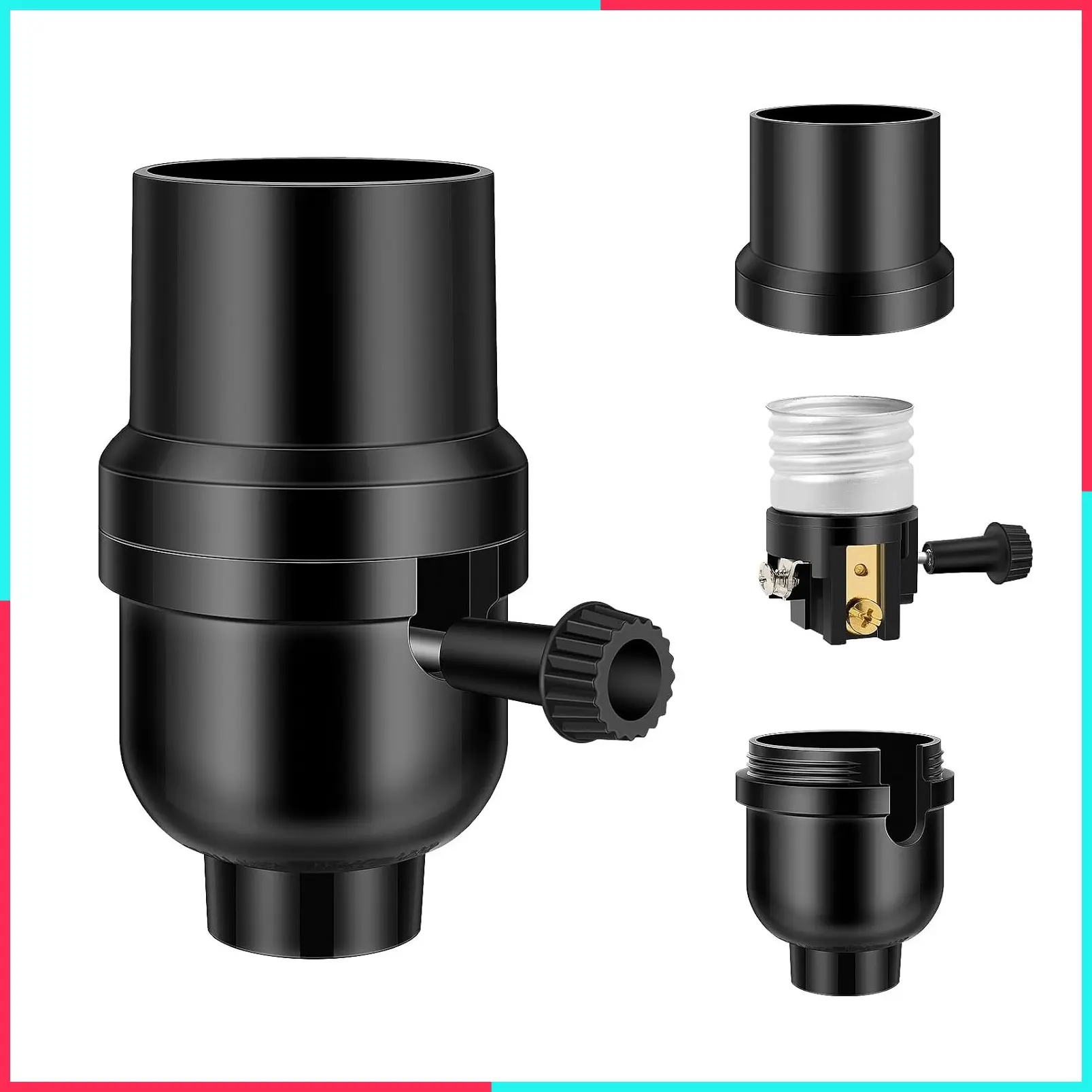 UL Listed Vintage E26 Lamp Socket Replacement for Table Lamps, Floor Lamp, Pendant Light Fixture, DIY Project, Black 1 Pack