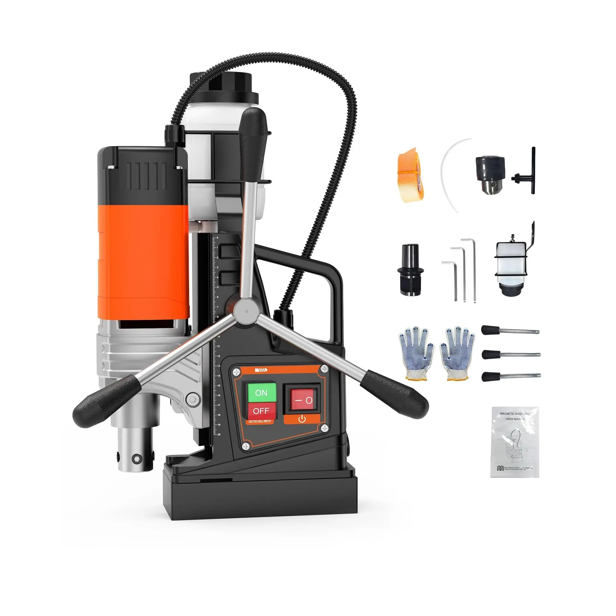 【Garvee】 Professional 1750W Portable Magnetic Drill Press – 2" Boring Diameter, 810 RPM Adjustable Speed, High Torque, Ergonomic Handle, Titanium Guide, Precision Scale, Heavy Duty Mag Drill for Metalworking