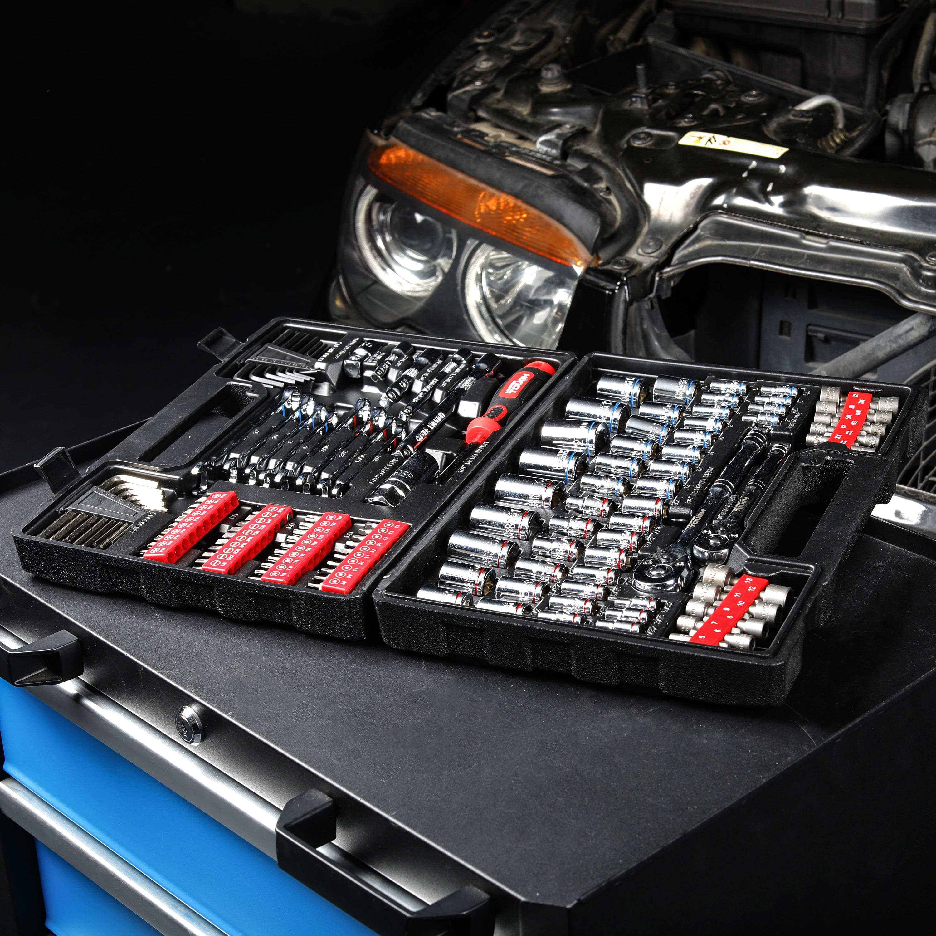 144-Piece 1/4, 3/8 and 1/2-inch Drive Mechanics Tool Set, Chrome Finish-2024