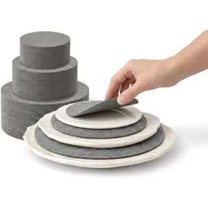 Felt Plate Dividers for China Storage 96 Separator Pads for Fine China & Porcelain Plates 3 Cut-to-Fit Sizes Scratch Chip & Breakage Protection During Storage Grey