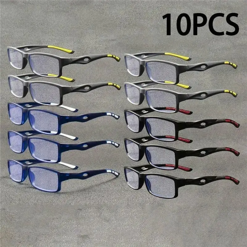 10PCS New Men's and Women's Fashion Retro Square Trendy High-Definition Clear Reading Glasses - Elegant Literary Minimalist PC Material,  1.0  4.0 Diopter, Lightweight and Durable, Suitable for Daily Computer Office Work and Gaming Entertainment