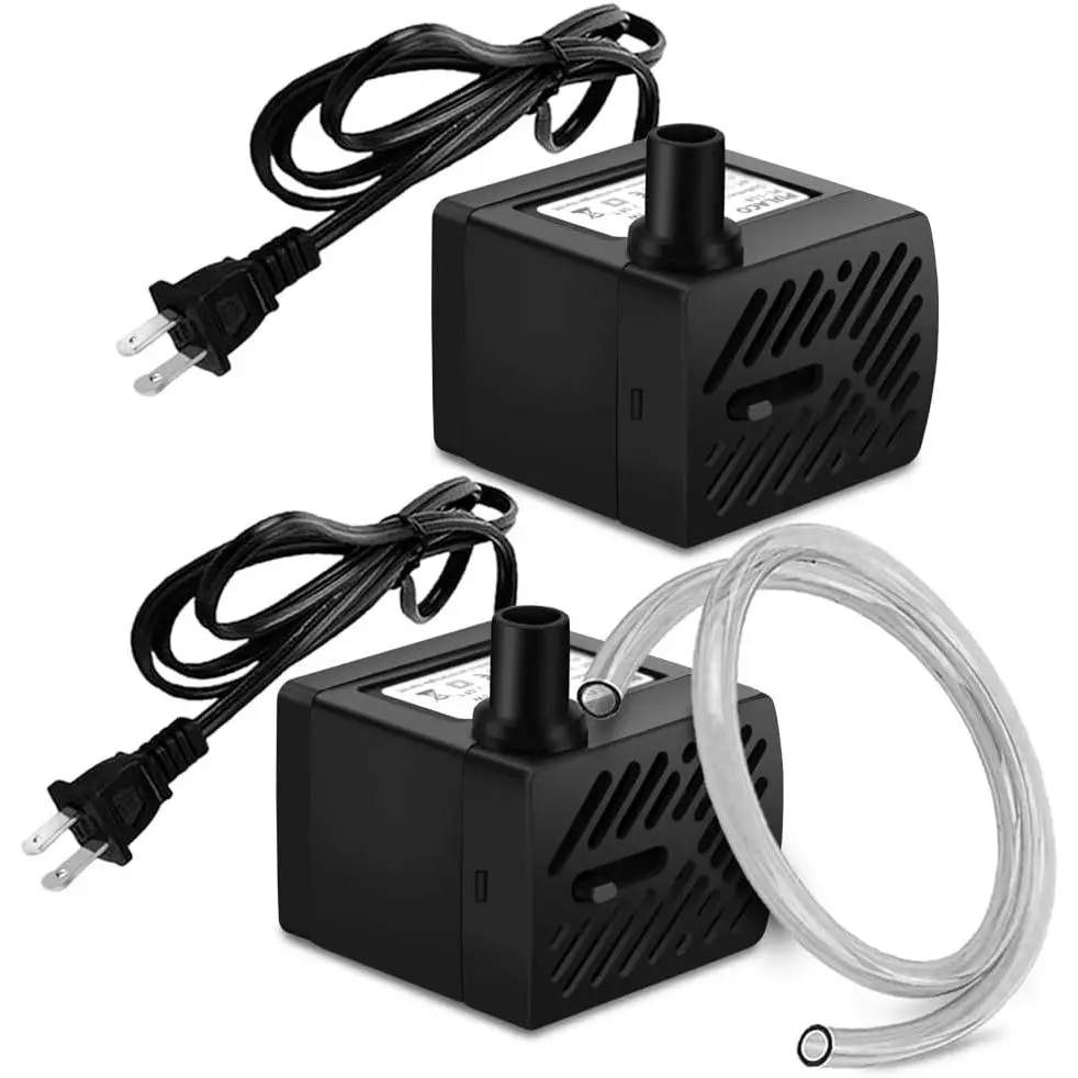 2Pcs Mini Fountain Pump (50GPH, 3W) - Ultra Quiet Submersible Water Pump for Aquarium, Small Fish Tank, Pet Water Fountain, Tabletop Fountains, Water Gardens and Hydroponic Systems