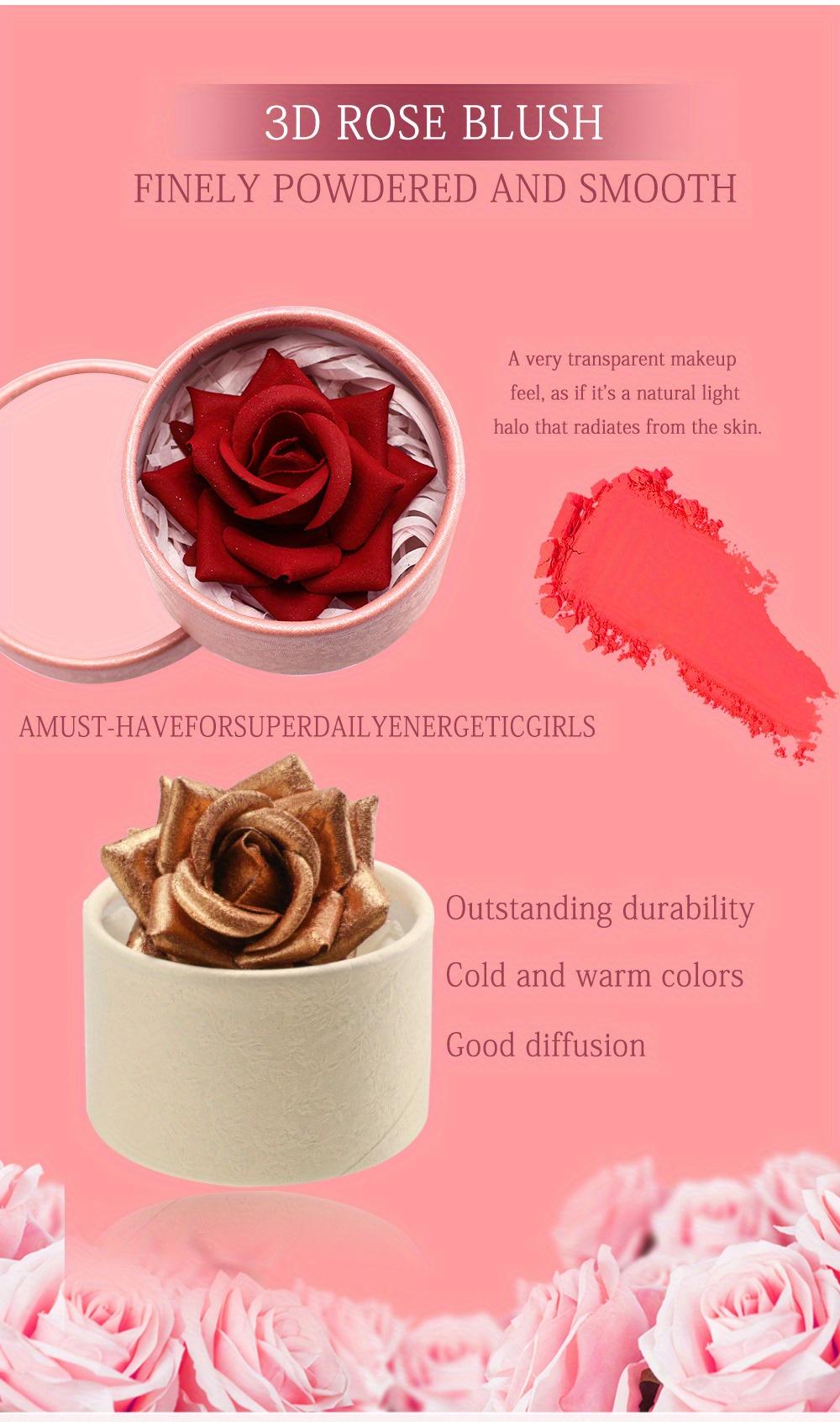 3D Three-dimensional Rose Highlight Powder Blusher High Gloss Glitter Improves The Look Nude Makeup Easy to Color Highlight Powder Face Contour Makeup Festival Party Music Festival Basic Makeup Valentine's Day Gift
