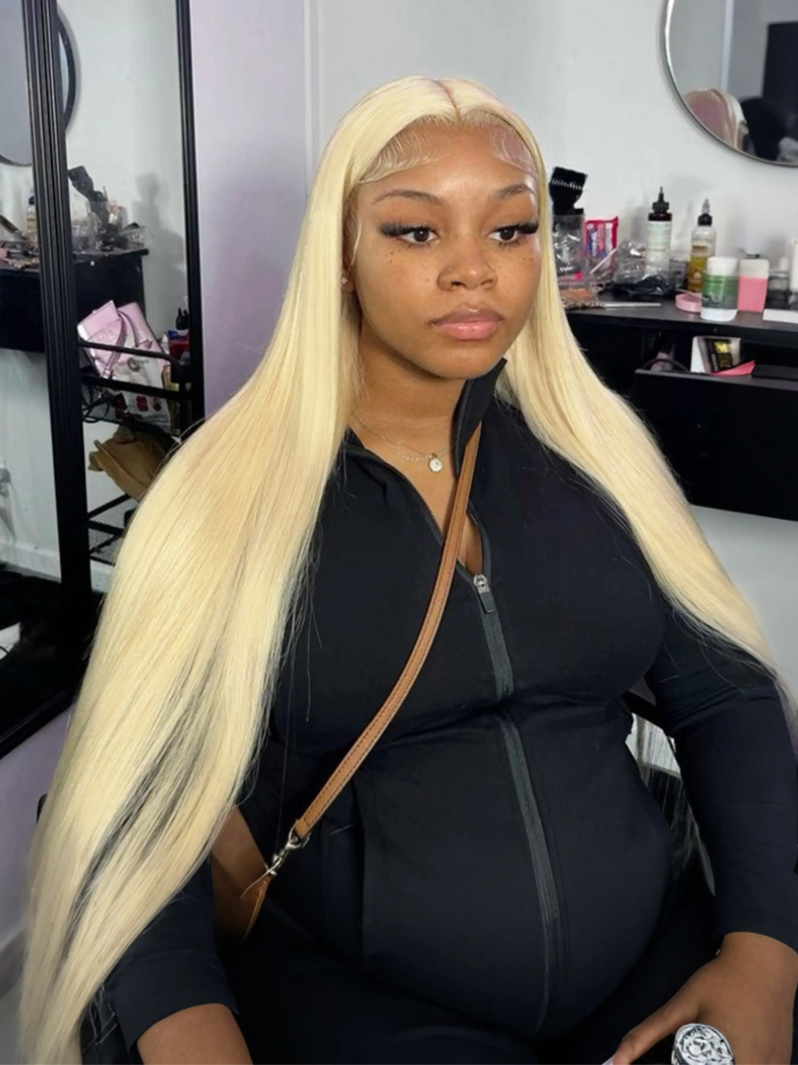 #613 Blonde Wig 13x4 Lace Front Wigs Soft HD Transparent Lace Frontal Wig Free Parting Pre-Plucked Hairline Heat Resistant Sycthetic Straight Wig for Women Daily Wear Classic Elegant Wig Dating Party 28 Inches
