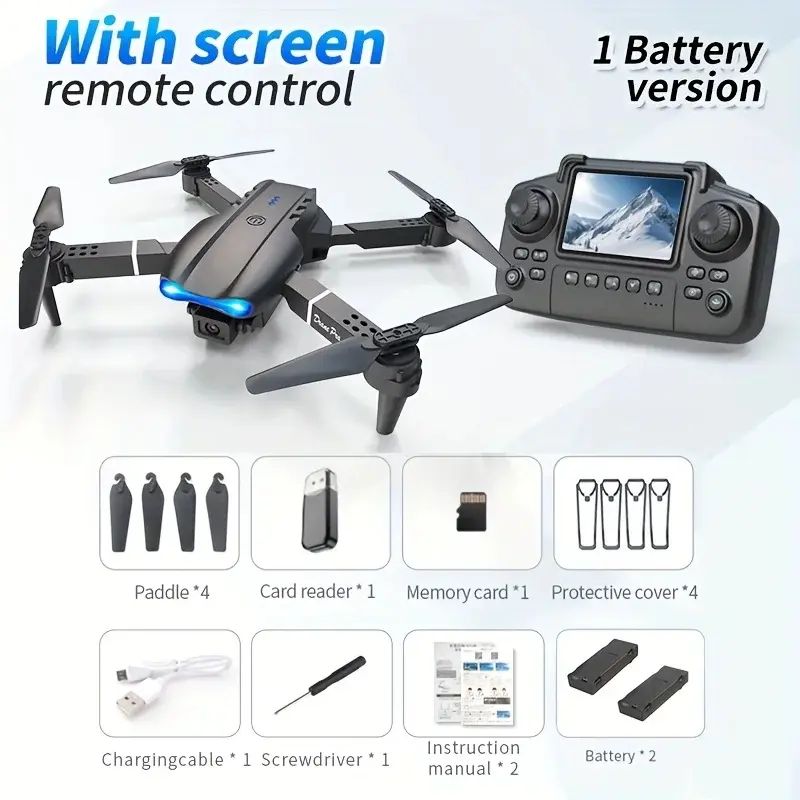 The new upgraded version of the drone MAX comes with two batteries, a high-definition 2.4inch screen remote control, dual cameras, and foldable arms. It is suitable for night flight, making it a perfect gift for both adults and beginners