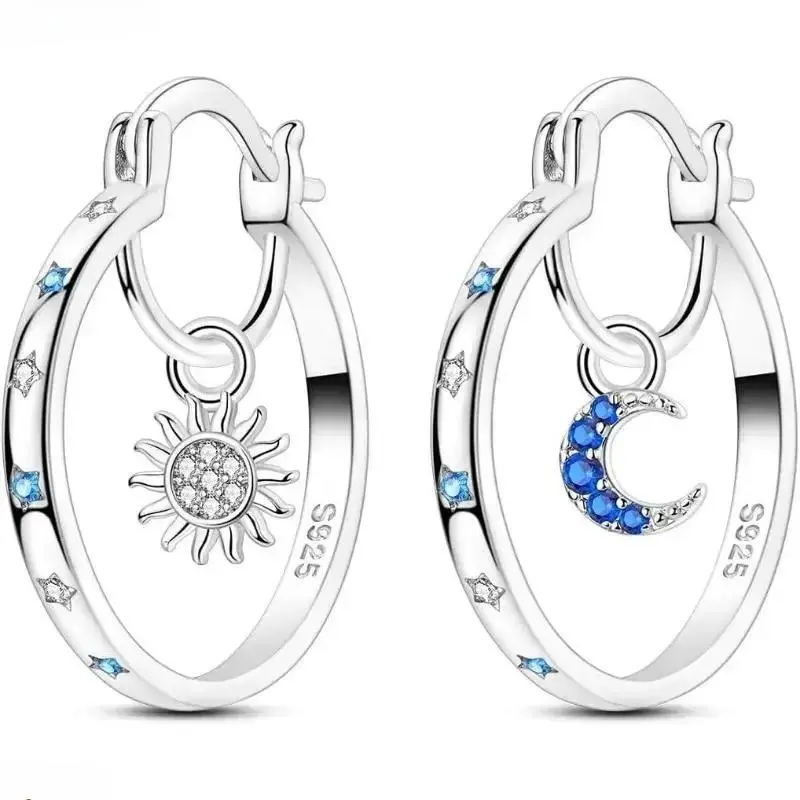 Women's Genuine Silver Twisted Hoop Earrings - Classic Style, Medium Size, Cubic Zirconia Inlaid, Hypoallergenic Fit, Gentle on Skin, Secure Hinge Clip, Minimalist Costume Jewelry for Daily Wear & Gifting