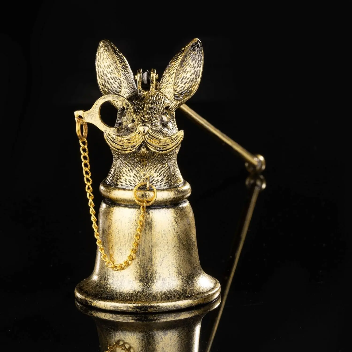 Antique Rabbit Candle Snuffer with Vintage Gunmetal Finish & Spectacle Chain, Flame Extinguisher Tool Home Decor Gift for Candle Lovers (8cm x 19cm)