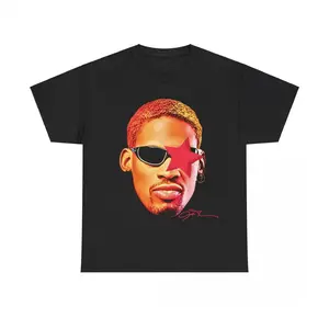 [ 🎁 100% Cotton]Big FACE Dennis Rodman TEE Print Short Sleeve T-Shirt