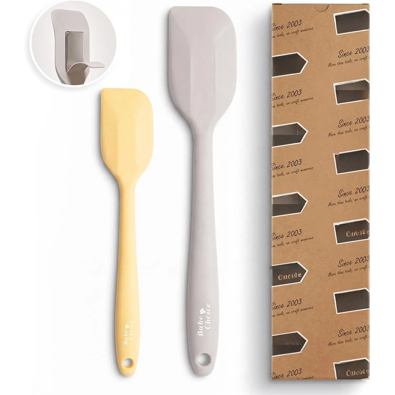 2 count  Spatula Set,  Steel Core | Heat Resistant Up to 600℉,  Grade  Rubber Spatula Set, Cooking & Mixing, Non-Scratch for Non-Stick Cookware