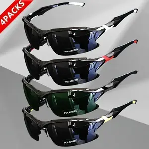 4PCS Unisex Polarized Sunglasses - Vintage Thin Horn Rim Square, Rhinestone Accent, UV400 Windproof Blue Light Blocking, Gold Oval Telescopic Eyewear for Driving, Outdoor Use