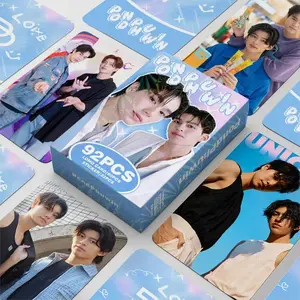92Pcs/Set PONDPHUWIN Thai Star Laser Lomo Cards Set Drama CP Pond & Phuwin Holographic Photo with Stickers Collection