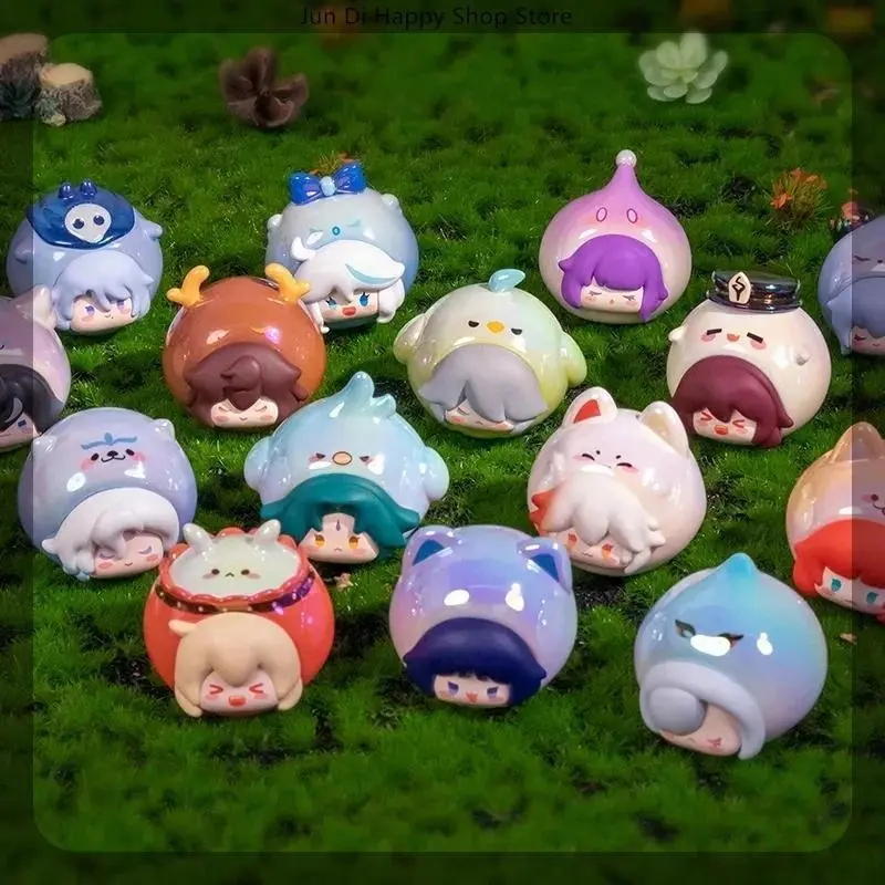 Genshin Impact Blind Box Furina Mini Anime Figure Game Surprise Box Q Version Kamisato Figures Pvc Dolls Toys Desk Decora Gifts