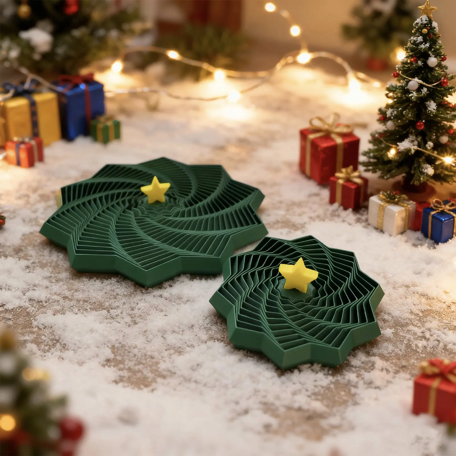 1pc 3D Printed Folding Star Christmas Decoration, Spiral Tabletop Holiday Ornament for Home and Office