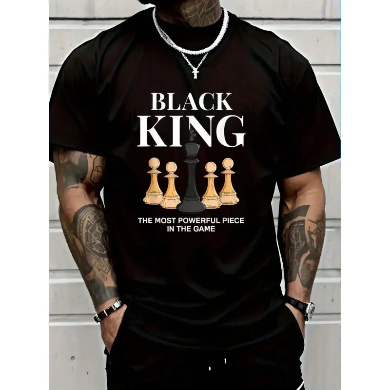 The Most Powerful Piece Chess King Graphic Unisex 100% Cotton T-Shirt, Breathable Crewneck Short Sleeve Relaxed Fit Casual Tee For Chess Lovers Daily Wear