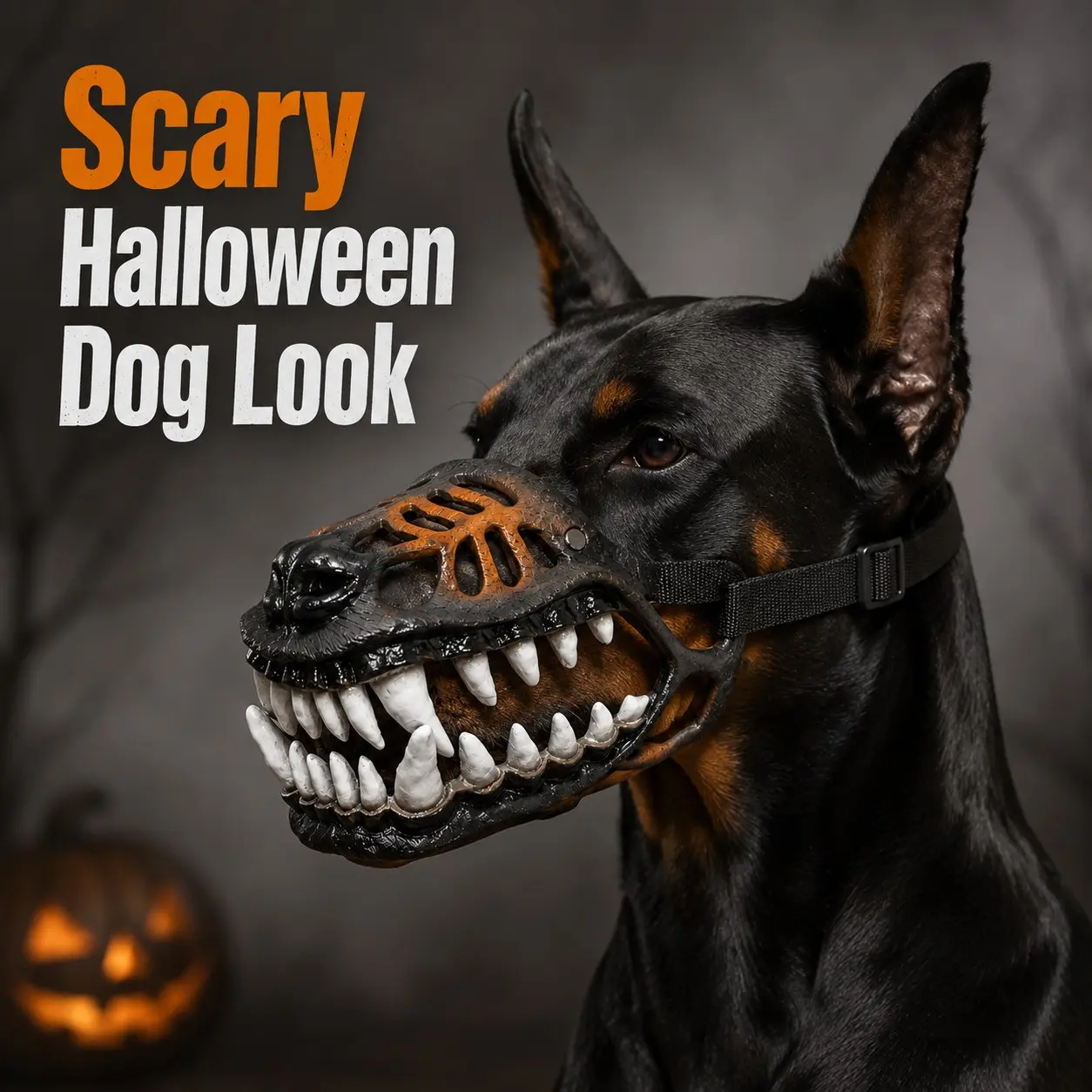 Halloween Dog Monster Teeth Mask with Red Drip Fangs, 3D Scary Pet Costume Accessory with Adjustable Strap, S-XXL