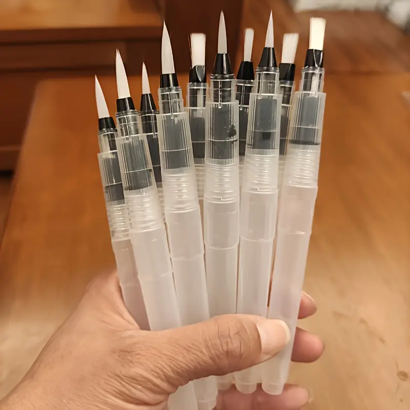 12 solid-color watercolor pens with filled brush heads, pointed flat heads and ergonomic grooved handles - transparent ink cartridges suitable for detailed painting, calligraphy and water storage pens - Watercolor Pen Set