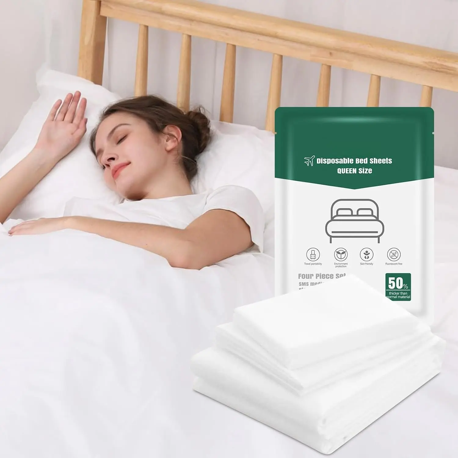 Disposable Bed Sheet for Travel, Disposable Sheets  Size with Quilt Cover and Pillowcase,Travel Sheet for Hotel Travel Essentials for Cruise,Camping,