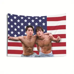 2D Flat - 2D Flat - 1pc 2D Flat Banner Featuring The Boyz Members Sangyeon And Eric with an Flag Design, Perfect for Kpop Fans. Ideal for Gifts, Especially for Birthdays Or Concerts, Measuring 60X40