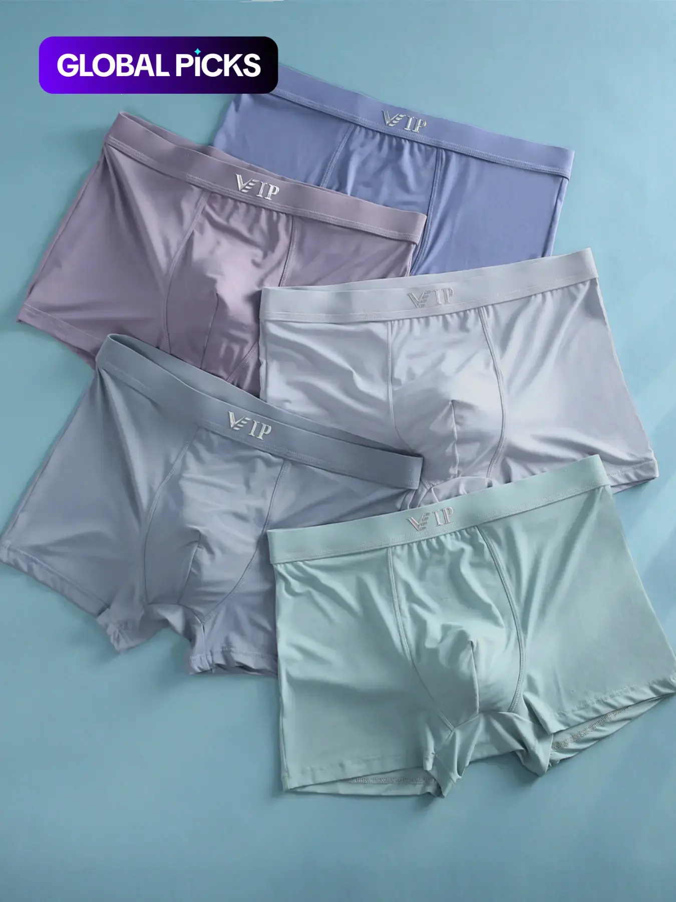 Men's "VIP" Letter Solid Breathable Boxer Briefs, Regular Fit Casual Stylish Panties, Fashion Comfortable Underwear Set, Summer Outfits 2024