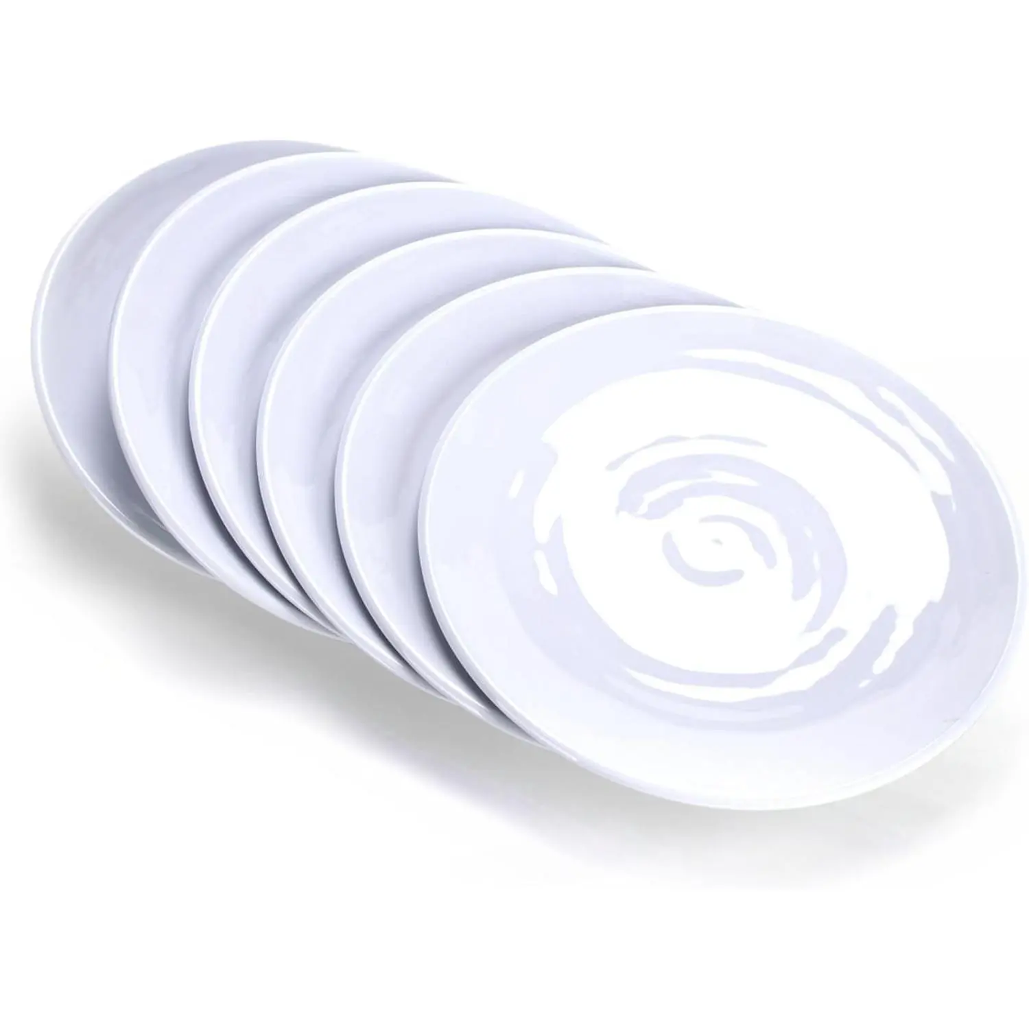 11-Inch Melamine Plates (Set of 6) - Unbreakable and Reusable Plastic Dinnerware with Ceramic Feel, Stackable and Dishwasher-Safe - Versatile for All Meals (White)