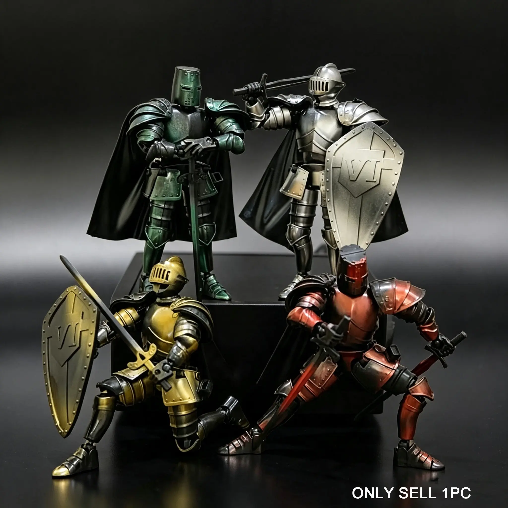 Medieval Knight Doll with Multiple Joints, DIY Stem Vintage Creative Stress Relief, Retro Gift with Expansion Weapon Pack, Perfect for Collectors