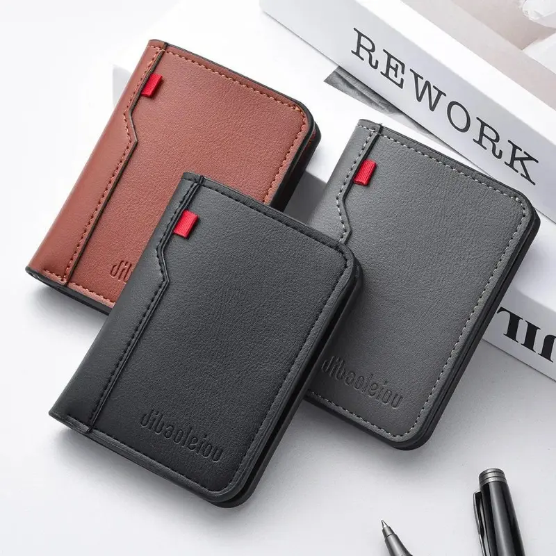 Men's Ultra Slim Vertical Wallet in PU Leather, Mini Credit Card Holder, Lightweight Design for Everyday Use, Mens Wallet, Vertical Shape, Casual Trendy Wallet, Credit Card Organizer