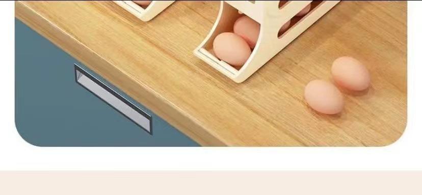 Rolling Egg Storage Box for Refrigerator, Household Egg Holder, Automatic Sliding Tray Egg Preservation Organizer