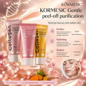 KORMESIC Collagen Peel-Off Mask 3 Options,cleansing brightening repairing all-in-one,deep pore cleaning hydrating firming anti-blackhead mask,gentle non-drying formula for dull rough skin,reveal bouncy glowing skin,daily skincare essential