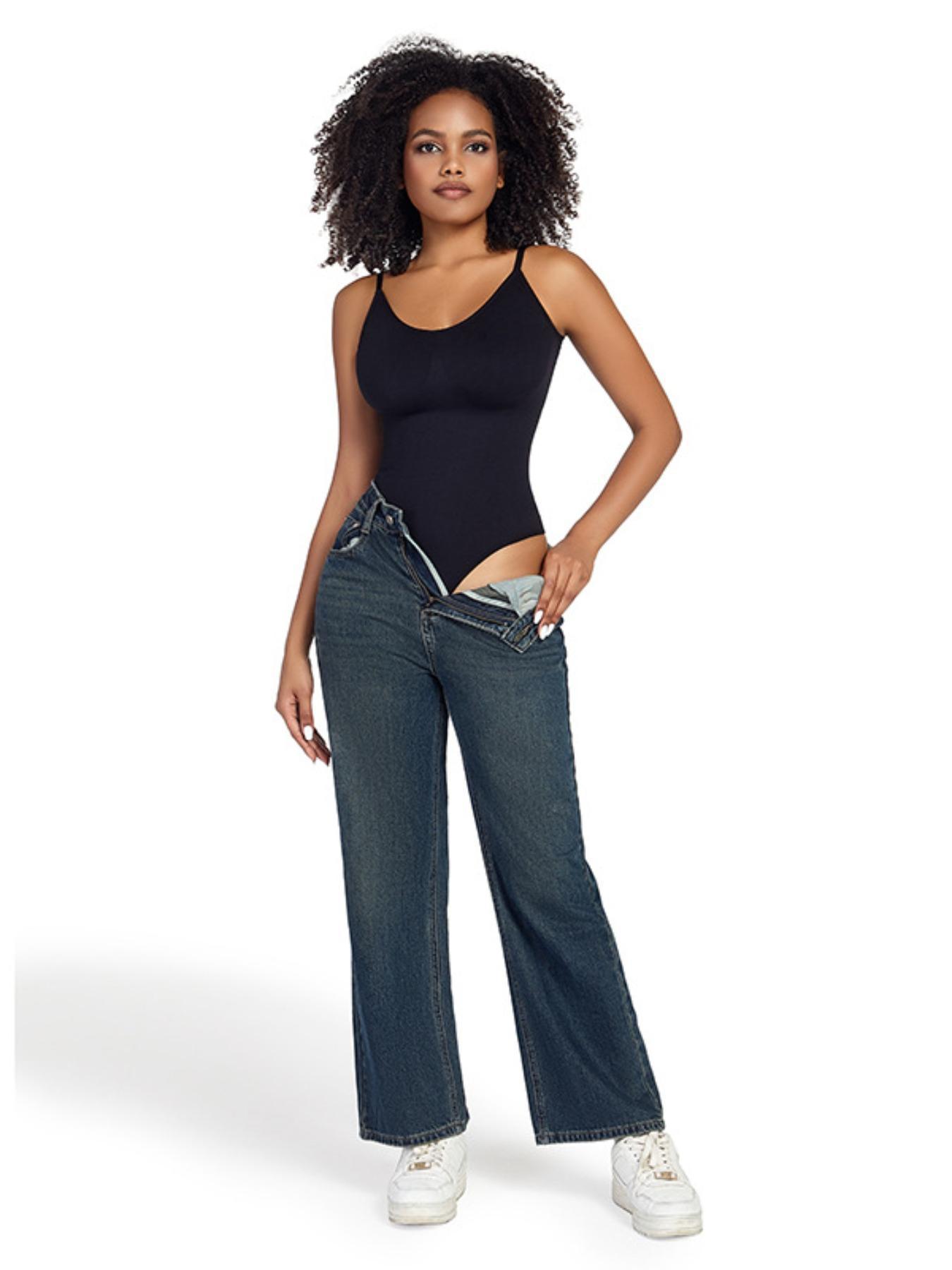 Women's Solid Spaghetti Strap Adjustable Strap Backless Underwear Shapewear Bodysuit, Casual Comfy Seamless Tummy Control Butt Lifting Bodysuit for Daily Wear, Ladies Shapewear for All Seasons