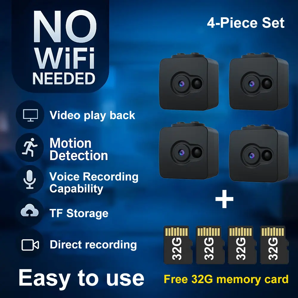 YINGWEICAM Cordless HD 720p Security Camera - Wi-Fi-Free Direct Recording, Continuous Loop Recording, Portable, Rechargeable Battery, Plug-And-Play Setup for Home Security