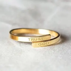 A Minimalist 201 201 Stainless Steel Open Ring Featuring The Letters TRUST GOD