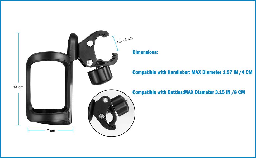 Stroller Cup Holder, Universal Cup Holder for Uppababy, Nuna, Doona Strollers, 360° Rotatable Bottle Holder for Stroller, Bike, Wheelchair, Walker, Scooter