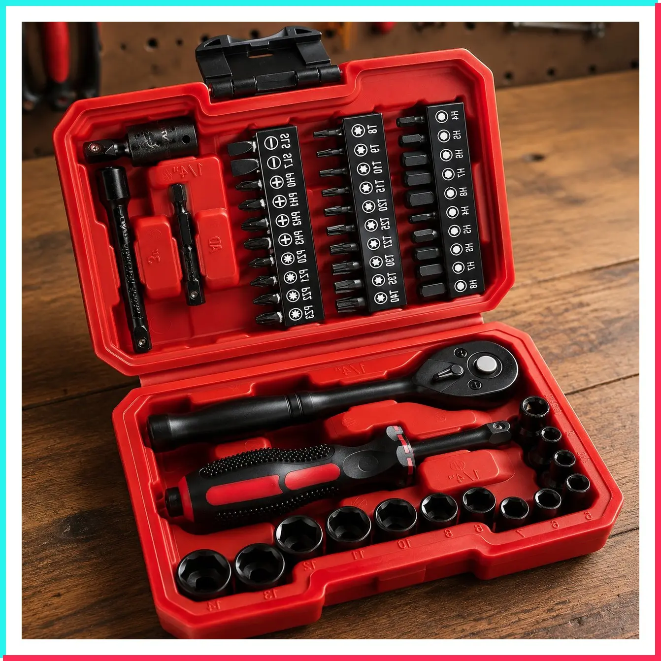 48 Piece 1/4" Mini Socket Ratchet Wrench Set, Metric Shallow (4-14mm)
