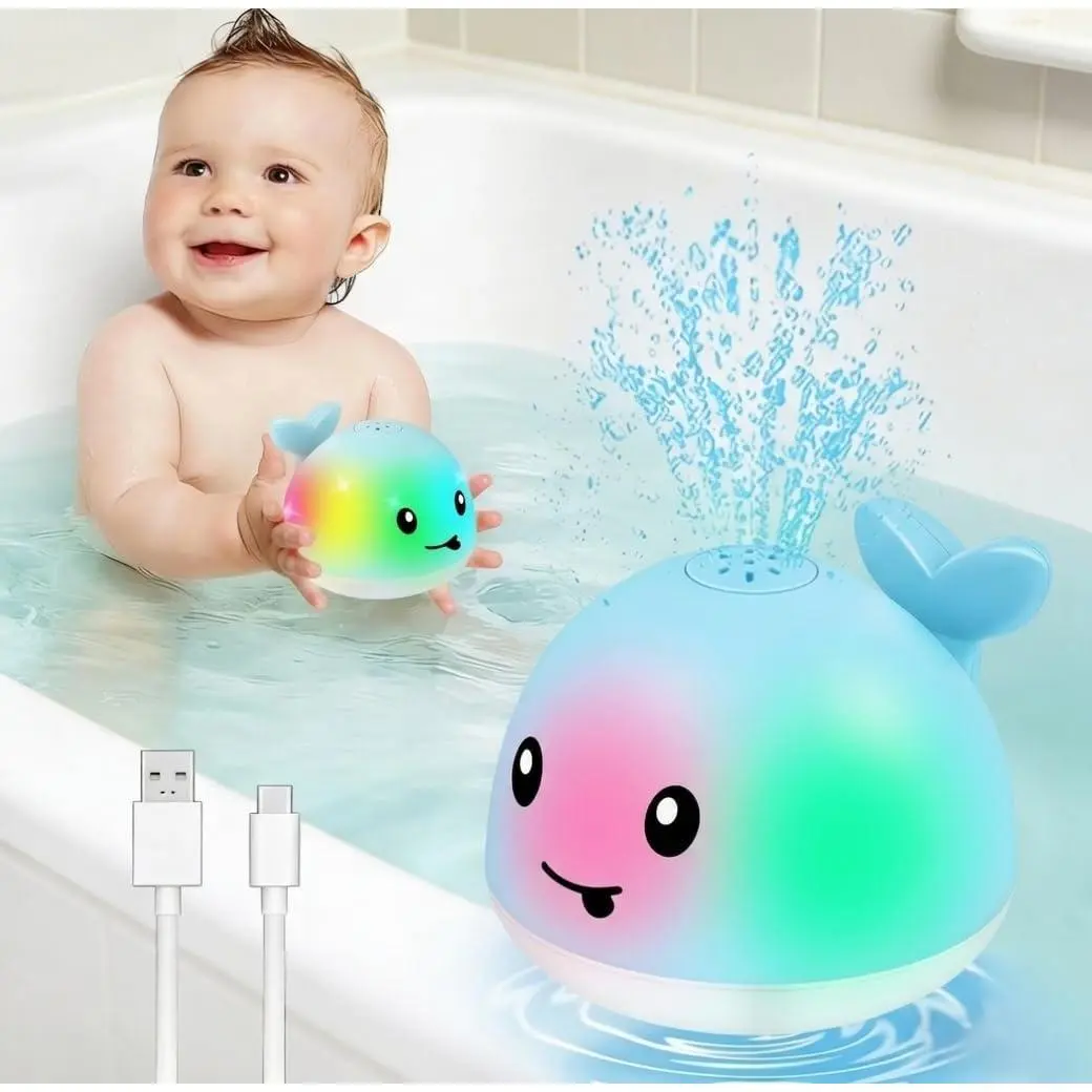 Baby Bath Toys, Light Up Whale Sprinkler Bath Toys for Kids Ages 1-3, Toddler Pool Water Table Toy Bathtub Fountain Toy for Toddler 6-12-18 Months, Birthday 1 Year Old Boys Girls Giftsfidget toys