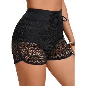 Women's Lace High Waisted Swim Shorts Boy Shorts Bathing Suit Bottoms Bikini Board Shorts Swimsuit(Gift)