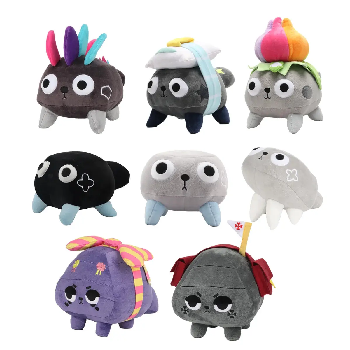 Kawaii Dandy's World Pebble Dog Stuffed Pillow Toy - Animal Character, Cute Animal Face, Mini Plush, Playful, Plush Character Figure, Loyal Bud Geode Pebble, Kids Birthday Gift, Animal Character Stuffed Toys, Cute Animal Face Stuffed Toys