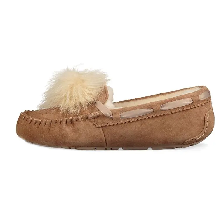 UGG Dakota Pom Pom Suede Flat Shoes 1019015-CHE