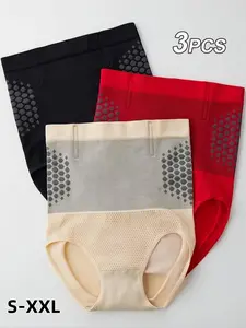 3-Pack Invisible Waist Cinching Shapewear Panties, Lightweight Butt Lifting Bodycon Triangle Shorts, Warm Uterus Short Pants, Anti-Roll Edge, Underwear