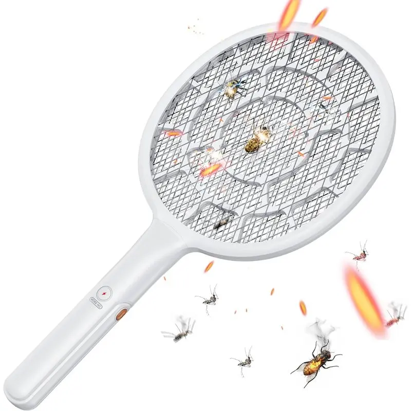 3400V Handheld Electric Fly Swatter, Lightweight Bug Zapper Racket with Extra-Wide 3mm Mesh for Mosquitoes, Flies, Home, Patio and Camping