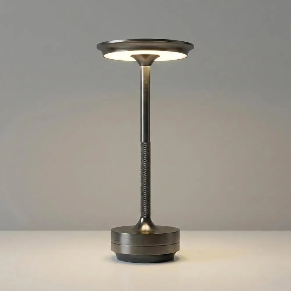 2026 Upgraded 6000mAH for longer battery Cordless Table Lamps Rechargeable, Portable Lamp, Stepless Dimming LED Table Light with Memory Function, for Outdoor/Dinner/Patio/Restaurant, (Dark Silver)